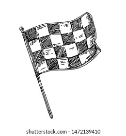 Finish Flag. Sketch. Engraving Style. Vector Illustration.