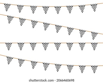 Finish flags on wash line. Vector illustration.