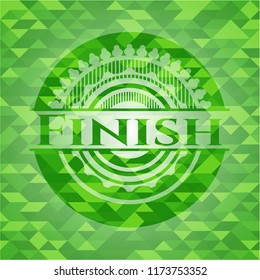 Finish green emblem with mosaic background