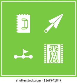 finish icon. 4 finish vector set. halfway, trowel and formula icons for web and design about finish theme