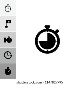 Finish icon. collection of 6 finish filled icons such as stopwatch. editable finish icons for web and mobile.