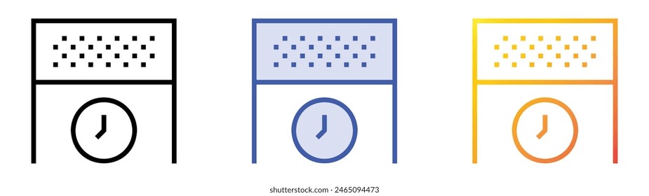 icono de fin. Diseño de estilo de relleno lineal, azul y degradado aislado sobre fondo blanco