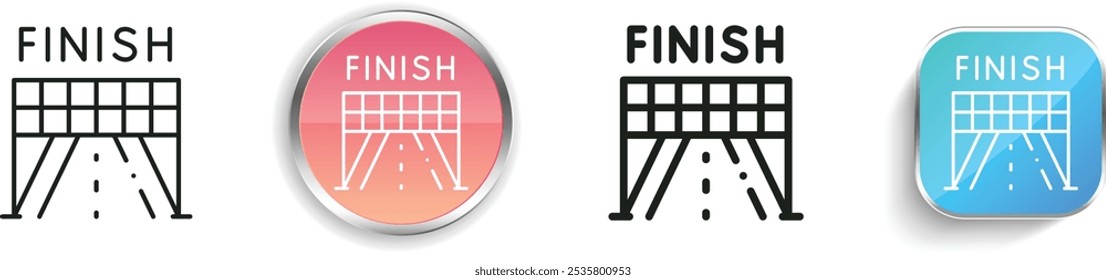 finish icon. Thin Linear, Regular and Button Style Design Isolated On White Background