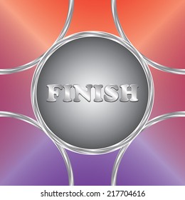 Finish icon. Vector button. Bright background          