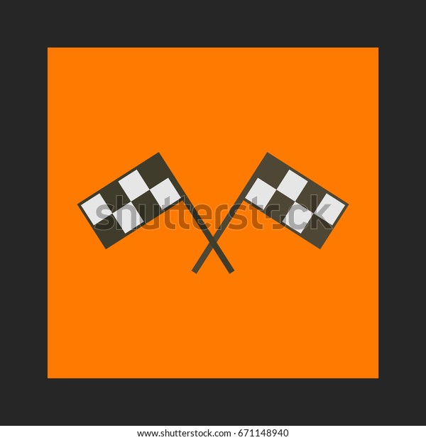 Finish Icon Vector. Flat simple\
pictogram on orange background. Illustration symbol\
color