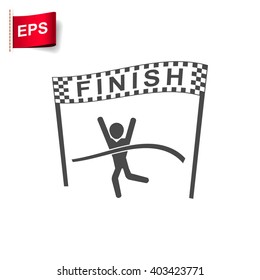 finish icon, vector finish line icon, isolated Winning Athlete crosses the finish line