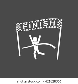 finish icon, vector finish line icon, isolated Winning Athlete crosses the finish line