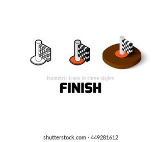 Finish icon, vector symbol in flat, outline and isometric style