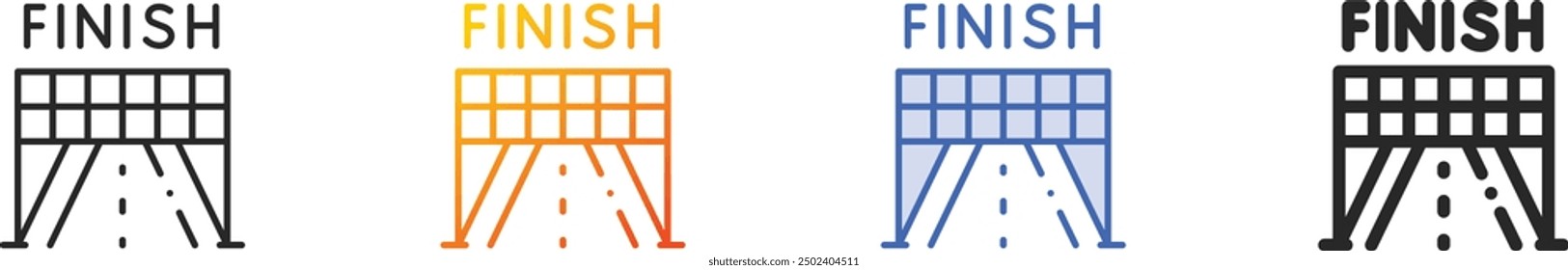 finish icon.Thin Linear, Gradient, Blue Stroke and bold Style Design Isolated On White Background