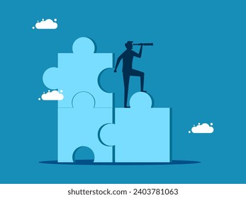Finish the last piece of work. man searching for the last missing jigsaw puzzle