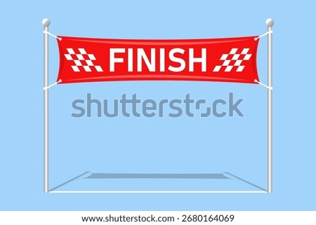 Finish line banner Flags for marathon or racing, triathlon and skiing competition. Equipment for sportsground and stadium. Racetrack pennant. Cartoon flat isolated vector concept