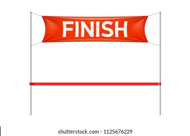 Finish line banner with red ribbon, vector illustration