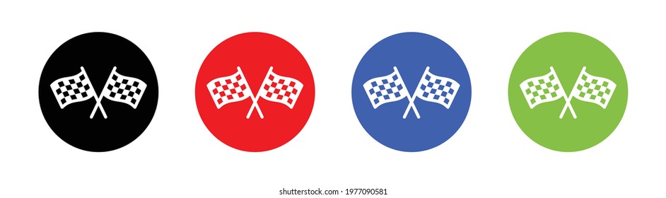 Finish line concept. Checkered or chequered flag for car racing flat vector icon.
