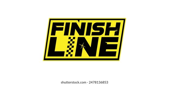 finish line conceptual logo with integrated finish line symbol instead  of i letter .. 