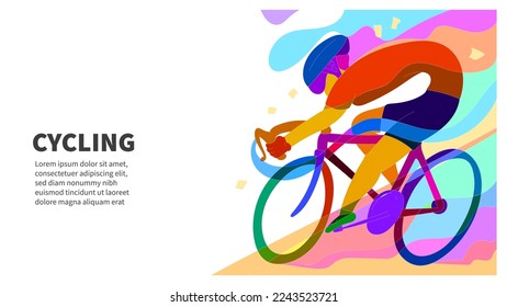 plantilla de banner geométrico y fluido abstracto colorido de la línea de acabado. resumen de ciclismo para material de promoción de marketing. ilustración vectorial