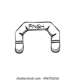 Finish Line Icon In Doodle Sketch Lines. Air Tube Inflatable.