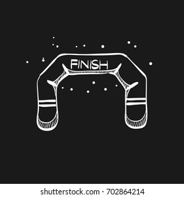 Finish line icon in doodle sketch lines. Air tube inflatable