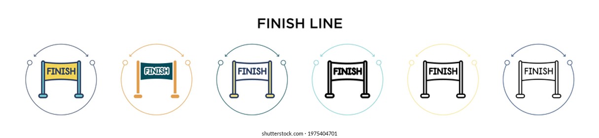 Finish line icon in filled, thin line, outline and stroke style. Vector illustration of two colored and black finish line vector icons designs can be used for mobile, ui, web