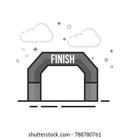 Finish line icon in flat outlined grayscale style. Vector illustration.