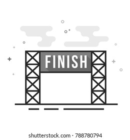 Finish Line Icon In Flat Outlined Grayscale Style. Vector Illustration.