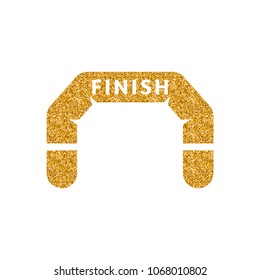 Finish line icon in gold glitter texture. Sparkle luxury style vector illustration.