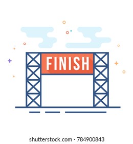 Finish line icon in outlined flat color style. Vector illustration.