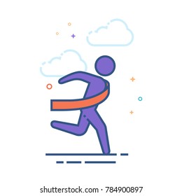 Finish line icon in outlined flat color style. Vector illustration.