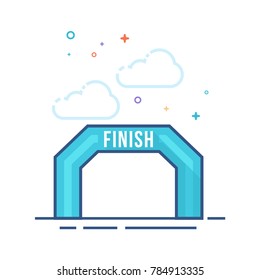 Finish line icon in outlined flat color style. Vector illustration.
