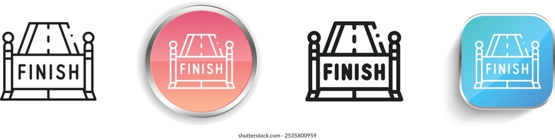 finish line icon. Thin Linear, Regular and Button Style Design Isolated On White Background