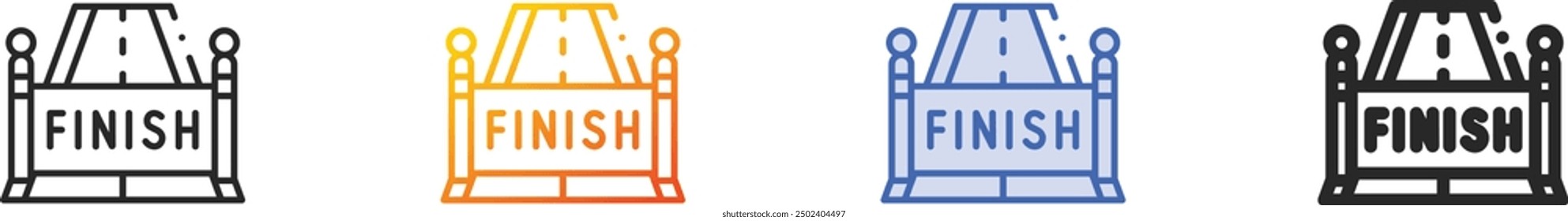 finish line icon.Thin Linear, Gradient, Blue Stroke and bold Style Design Isolated On White Background