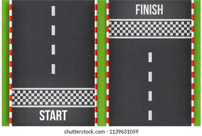 Finish line racing background top view.Start and finish on kart race. Abstract road.Grunge textured on the asphalt road.element for design. vector illustration 