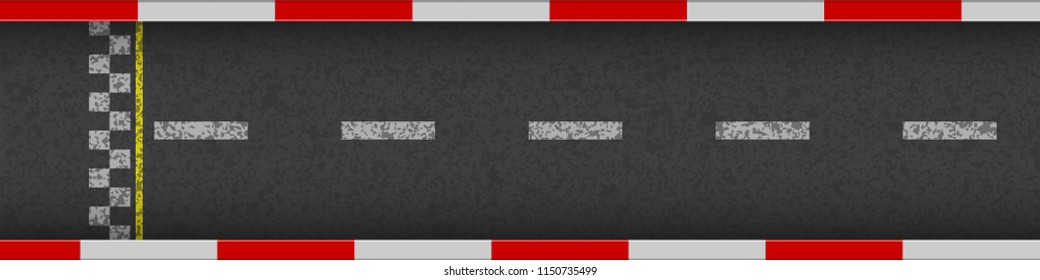 Finish line racing background top view. Art design. Kart race. Grunge textured on the asphalt road. Abstract concept graphic element. Vector illustration