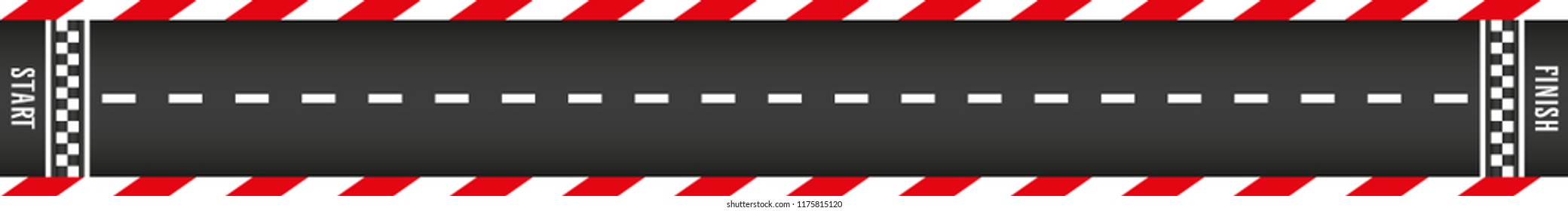 Finish line racing background top view. Abstract concept graphic element, vector illustration. Start or finish on kart race. Art design. Sport racing road background.