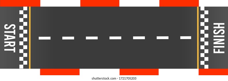 Vista superior del segundo plano de las carreras de línea de finalización. Elemento gráfico conceptual abstracto. Ilustración vectorial.