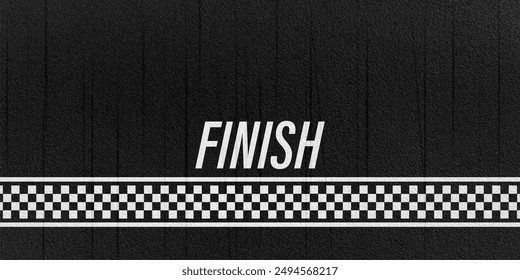 Finish line racing background top view,Textured asphalt with finishing line.	