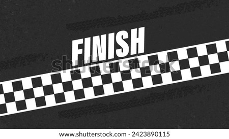 Finish line racing background top view,Textured asphalt with finishing line vector illustration.	