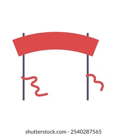 Terminar, terminar linha, fita vermelha. Ilustração simples de cor plana do vetor.