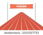 Finish line Ribbon in Running or Athlete Track. Vector Illustration Isolated on White Background. 