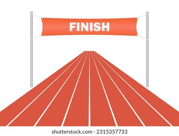 Finish line Ribbon in Running or Athlete Track. Vector Illustration Isolated on White Background. 