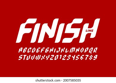 Finish Line Speed Sport Font Design, Alphabet Letters And Numbers Vector Illustration