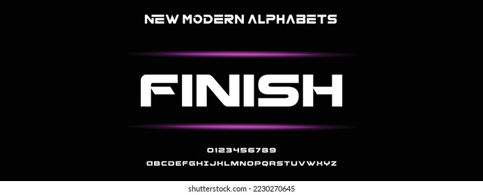 FINISH Modern Bold Font. Regular Italic Number Typography urban style alphabet fonts for fashion, sport, technology, digital, movie, logo design, vector illustration