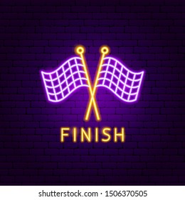 Finish Neon Label. Vector Illustration of Sport Promotion.