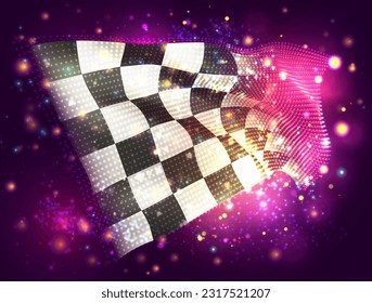 Finish auf Vektor3D-Flagge auf rosafarbenem violettem Hintergrund mit Beleuchtung und Aromen