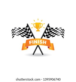 finish Race flag vector icon symbols. simple design checkered flag logo template