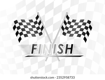Finish. Racing Background with Finish Text Concept. Racing Checkered Flag. Car Racing Concept. Vector Illustration.