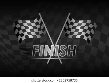 Finish. Racing Background with Finish Text Concept. Racing Checkered Flag. Car Racing Concept. Vector Illustration.