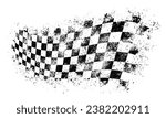 Finish racing flag logotype monochrome with waving banner for formula 1 with shapeless edges in grunge style vector illustration
