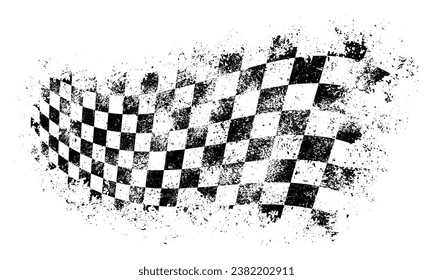 Finish racing flag logotype monochrome with waving banner for formula 1 with shapeless edges in grunge style vector illustration