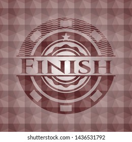 Finish red badge with geometric background. Seamless.