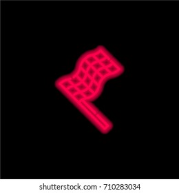 Finish red glowing neon ui ux icon. Glowing sign logo vector